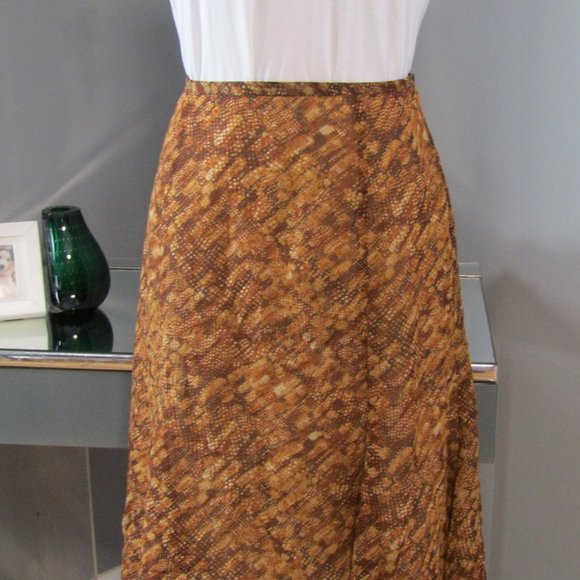 Rena Rowan Orange Brown Chiffon Skirt Size 8P - Picture 2 of 5